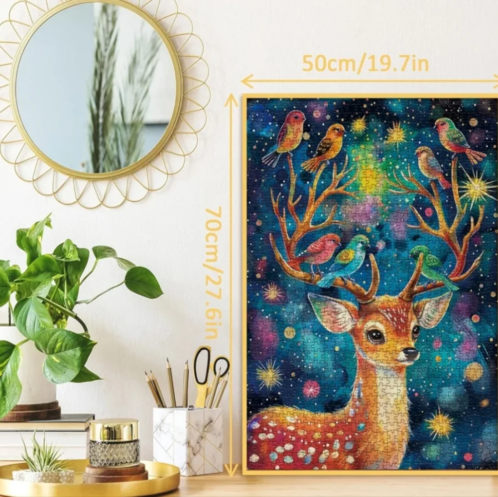 Mystic Deer 1000 Piece Jigsaw Puzzle, Whimsical Fantasy Christmas Forest